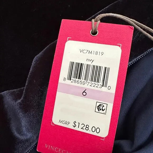 NEW Vince Camuto Midnight Blue Velvet Wrap Dress Sleeveless Size 6 Party $128 - Picture 4 of 8
